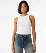 Bella Ladies Micro Rib Racer Tank Top | Solid White Blend thumbnail 1