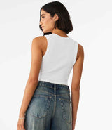 Bella Ladies Micro Rib Racer Tank Top | Solid White Blend thumbnail 2