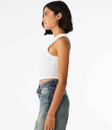 Bella Ladies Micro Rib Racer Tank Top | Solid White Blend thumbnail 3