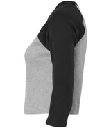 Bella Ladies Micro Rib 3/4 Raglan Baby T-Shirt | Athletic Heather/Black thumbnail 5