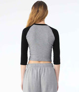 Bella Ladies Micro Rib 3/4 Raglan Baby T-Shirt | Athletic Heather/Black thumbnail 1