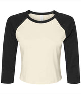 Bella Ladies Micro Rib 3/4 Raglan Baby T-Shirt | Natural/Black thumbnail 4