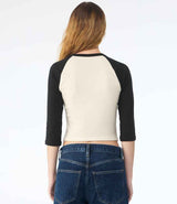 Bella Ladies Micro Rib 3/4 Raglan Baby T-Shirt | Natural/Black thumbnail 2