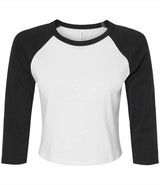 Bella Ladies Micro Rib 3/4 Raglan Baby T-Shirt | White/Black thumbnail 4