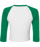 Bella Ladies Micro Rib 3/4 Raglan Baby T-Shirt | White/Kelly Green thumbnail 5