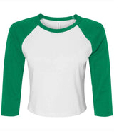 Bella Ladies Micro Rib 3/4 Raglan Baby T-Shirt | White/Kelly Green thumbnail 4