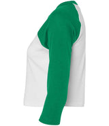Bella Ladies Micro Rib 3/4 Raglan Baby T-Shirt | White/Kelly Green thumbnail 6
