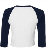 Bella Ladies Micro Rib 3/4 Raglan Baby T-Shirt | White/Navy thumbnail 5