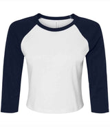 Bella Ladies Micro Rib 3/4 Raglan Baby T-Shirt | White/Navy thumbnail 4