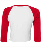 Bella Ladies Micro Rib 3/4 Raglan Baby T-Shirt | White/Red thumbnail 5