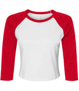 Bella Ladies Micro Rib 3/4 Raglan Baby T-Shirt | White/Red thumbnail 4