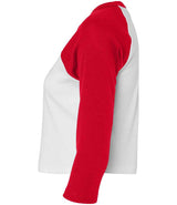 Bella Ladies Micro Rib 3/4 Raglan Baby T-Shirt | White/Red thumbnail 6