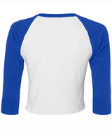Bella Ladies Micro Rib 3/4 Raglan Baby T-Shirt | White/Royal Blue thumbnail 5
