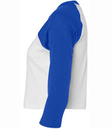 Bella Ladies Micro Rib 3/4 Raglan Baby T-Shirt | White/Royal Blue thumbnail 6