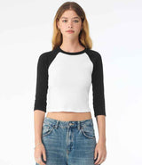 Bella Ladies Micro Rib 3/4 Raglan Baby T-Shirt | White/Black thumbnail 1