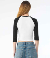 Bella Ladies Micro Rib 3/4 Raglan Baby T-Shirt | White/Black thumbnail 2