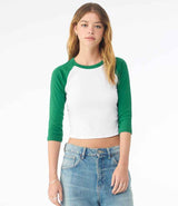 Bella Ladies Micro Rib 3/4 Raglan Baby T-Shirt | White/Kelly Green thumbnail 1