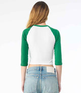 Bella Ladies Micro Rib 3/4 Raglan Baby T-Shirt | White/Kelly Green thumbnail 2