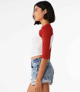Bella Ladies Micro Rib 3/4 Raglan Baby T-Shirt | White/Red thumbnail 3