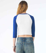 Bella Ladies Micro Rib 3/4 Raglan Baby T-Shirt | White/Royal Blue thumbnail 2