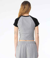 Bella Ladies Micro Rib Raglan Baby T-Shirt | Athletic Heather/Black thumbnail 2