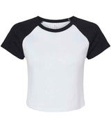 Bella Ladies Micro Rib Raglan Baby T-Shirt | White/Black thumbnail 4