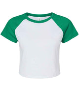 Bella Ladies Micro Rib Raglan Baby T-Shirt | White/Kelly Green thumbnail 4