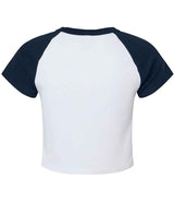 Bella Ladies Micro Rib Raglan Baby T-Shirt | White/Navy thumbnail 5