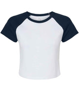 Bella Ladies Micro Rib Raglan Baby T-Shirt | White/Navy thumbnail 4