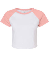 Bella Ladies Micro Rib Raglan Baby T-Shirt | White/Pink thumbnail 4