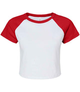 Bella Ladies Micro Rib Raglan Baby T-Shirt | White/Red thumbnail 4