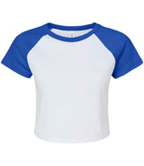 Bella Ladies Micro Rib Raglan Baby T-Shirt | White/Royal Blue thumbnail 4