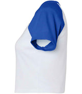 Bella Ladies Micro Rib Raglan Baby T-Shirt | White/Royal Blue thumbnail 6
