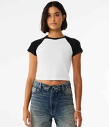 Bella Ladies Micro Rib Raglan Baby T-Shirt | White/Black thumbnail 1