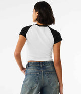 Bella Ladies Micro Rib Raglan Baby T-Shirt | White/Black thumbnail 2
