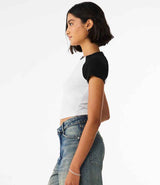 Bella Ladies Micro Rib Raglan Baby T-Shirt | White/Black thumbnail 3