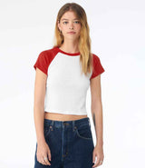 Bella Ladies Micro Rib Raglan Baby T-Shirt | White/Red thumbnail 1