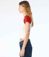 Bella Ladies Micro Rib Raglan Baby T-Shirt | White/Red thumbnail 3