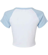 Bella Ladies Micro Rib Raglan Baby T-Shirt | White/Baby Blue thumbnail 5