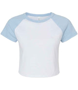 Bella Ladies Micro Rib Raglan Baby T-Shirt | White/Baby Blue thumbnail 4