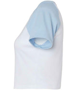 Bella Ladies Micro Rib Raglan Baby T-Shirt | White/Baby Blue thumbnail 6