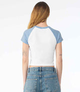 Bella Ladies Micro Rib Raglan Baby T-Shirt | White/Baby Blue thumbnail 2