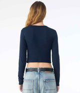Bella Micro Rib Long Sleeve Baby T-Shirt | Solid Navy Blend thumbnail 2