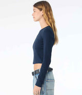 Bella Micro Rib Long Sleeve Baby T-Shirt | Solid Navy Blend thumbnail 3
