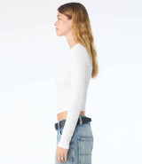 Bella Micro Rib Long Sleeve Baby T-Shirt | Solid White Blend thumbnail 3