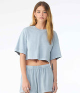 Bella Ladies Heavyweight Washed Cropped T-Shirt | Washed Denim thumbnail 1