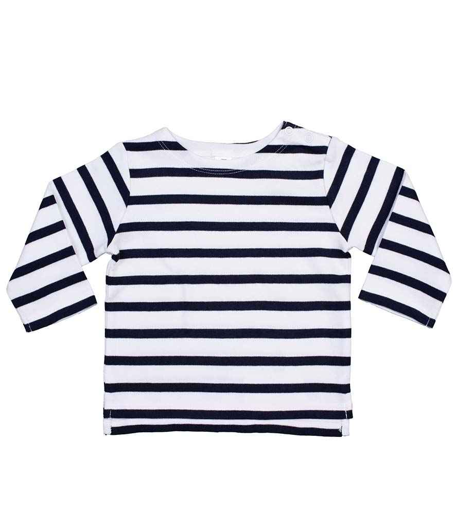 BabyBugz Baby Breton Long Sleeve T-Shirt | White/Nautical Navy