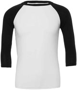 Canvas Unisex 3/4 Sleeve Baseball T-Shirt | White/Black thumbnail 4