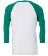 Canvas Unisex 3/4 Sleeve Baseball T-Shirt | White/Kelly Green thumbnail 2