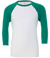 Canvas Unisex 3/4 Sleeve Baseball T-Shirt | White/Kelly Green thumbnail 1